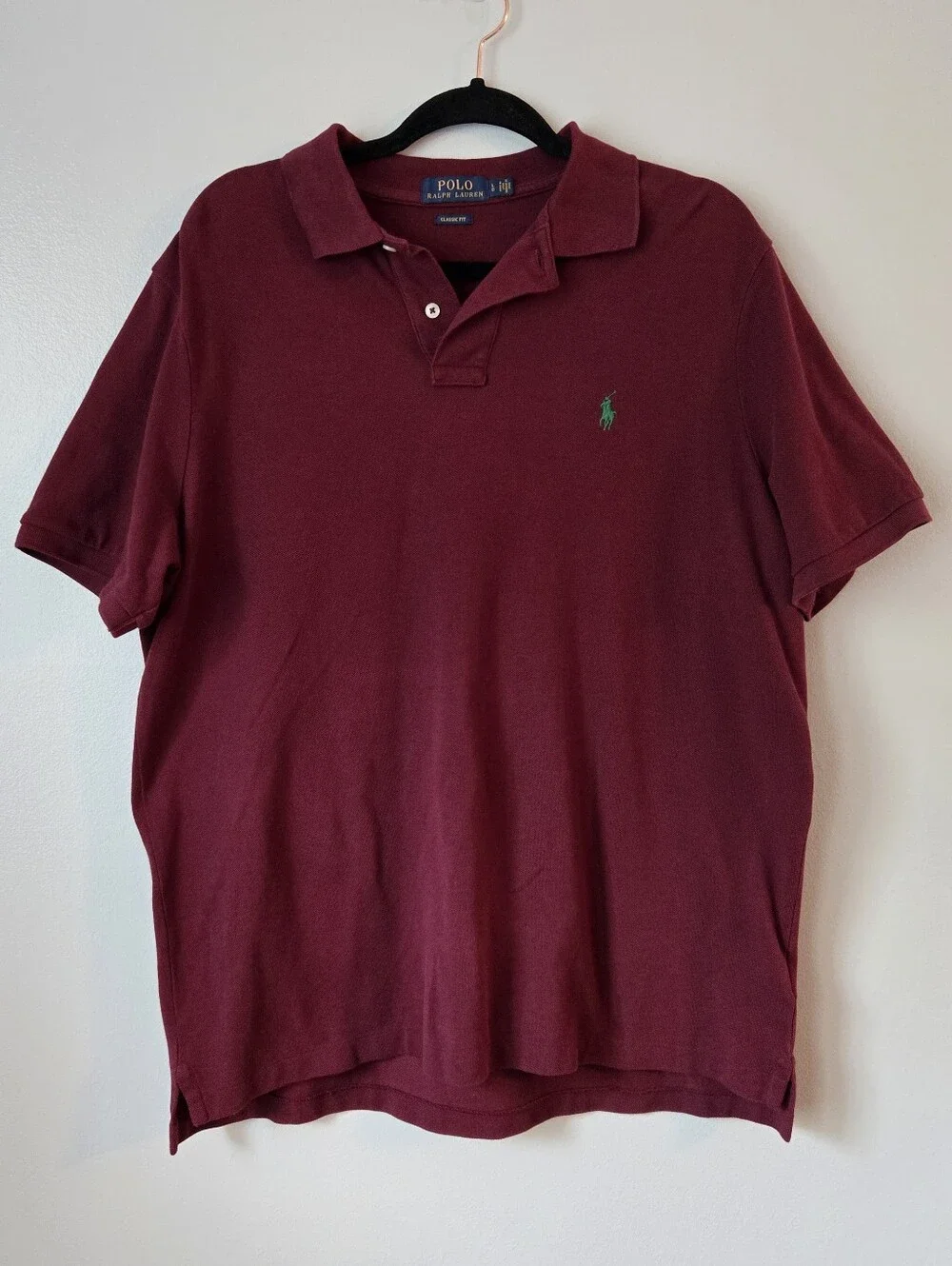 Polo Ralph Lauren Slim Fit Maroon Burgundy Mesh Short Sleeve Polo Shirt Size L